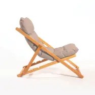 NORDVÄRK My006 utomhus solstol, w. brun kudde, justerbart ryggstöd - naturligt bokträ