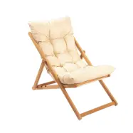 NORDVÄRK My006 utomhus solstol, w. krämfärgad kudde, justerbart ryggstöd - naturligt bokträ