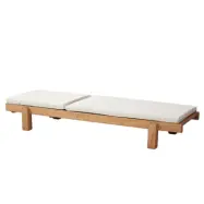 NORDVÄRK MYA01 solstol utomhus, w. cremefärgad kudde - naturträ (180x59)