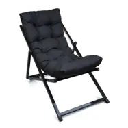 NORDVÄRK utomhus solstol, w. svart kudde, justerbart ryggstöd - svart metall