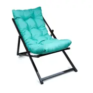 NORDVÄRK utomhus solstol, w. turkos kudde, justerbart ryggstöd - svart metall