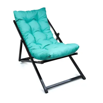 NORDVÄRK utomhus solstol, w. turkos kudde, justerbart ryggstöd - svart metall