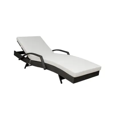 Redondo solstol, med dyna - svart polyrotting och grått tyg