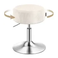 VASAGLE Justerbar sminkstol, sminkstol, 360° vridbar, PU-klädsel, tjock kudde, för sovrum, kök, matsal, modern, krämvit LJB120W01