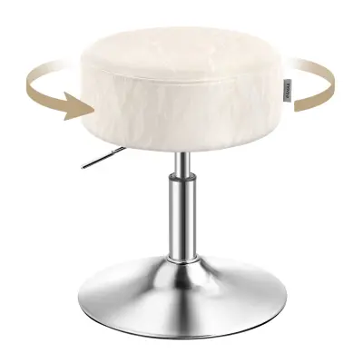 VASAGLE Justerbar sminkstol, sminkstol, 360° vridbar, PU-klädsel, tjock kudde, för sovrum, kök, matsal, modern, krämvit LJB120W01