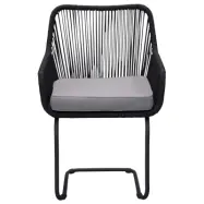 VENTURE DESIGN Lindos Swing Trädgårdsstol, med Armstöd och Grå Kudde - Svart Rep och Stål