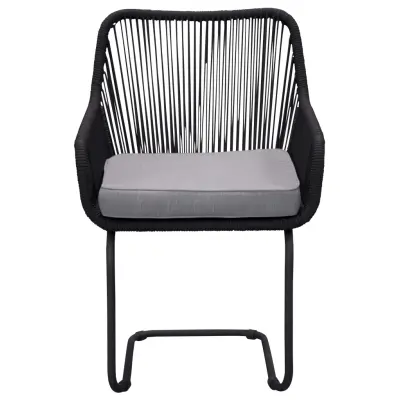 VENTURE DESIGN Lindos Swing Trädgårdsstol, med Armstöd och Grå Kudde - Svart Rep och Stål