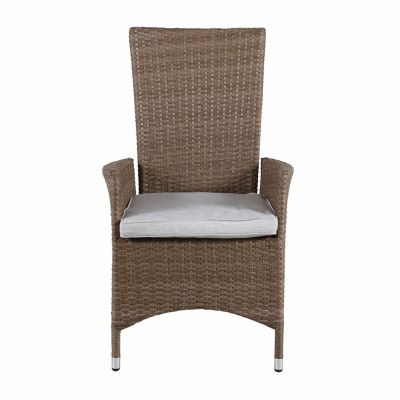 VENTURE DESIGN Padova Recliner Trädgårdsstol, med Armstöd och Kudde - Polyester och Naturlig Polyrotting