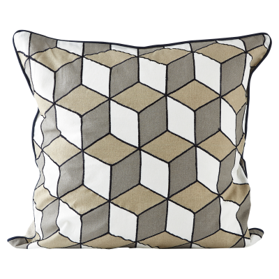 VILLA COLLECTION kudde, fyrkantig - sand/grå/vit bomull