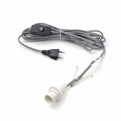 Konstsmide Lampsladd textil svart/vit