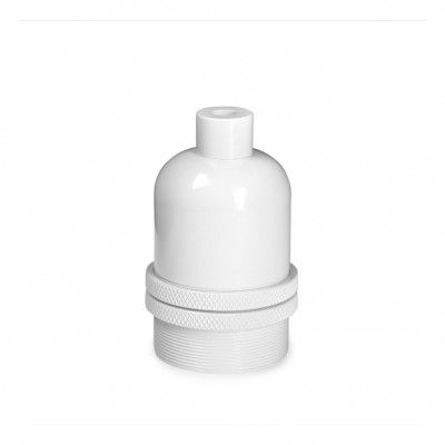 Lamphållare E27 vit metall, ojordad