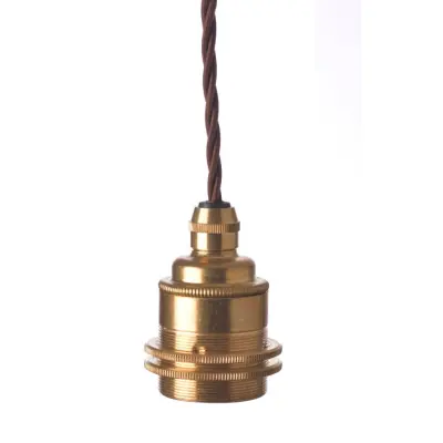 Upphäng E27 gäng. 2 ringar mäss 2,5m brun tvinnad kabel