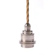 Upphäng E27 gäng. 2 ringar nickel 2,5m guld tvinnad kabel
