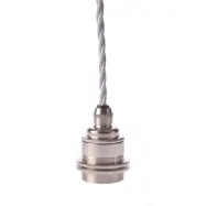 Upphäng E27 gäng. 2 ringar nickel 2,5m vit tvinnad kabel