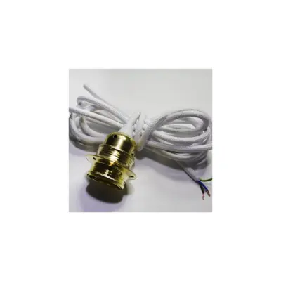 Upphäng E27 jordad, mässing/vit 3m