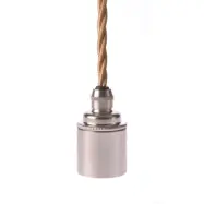 Upphäng E27 slät lamph. nickel 2,5m guld tvinnad kabel