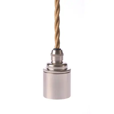 Upphäng E27 slät lamph. nickel 2,5m guld tvinnad kabel