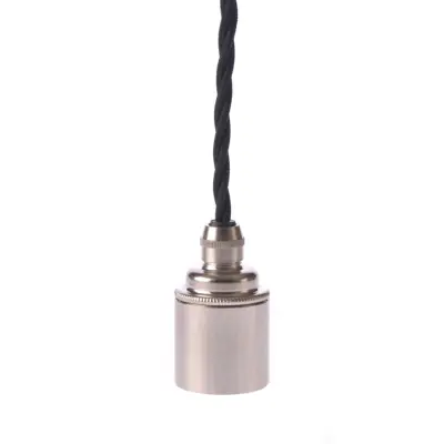Upphäng E27 slät lamph. nickel 2,5m svart tvinnad kabel