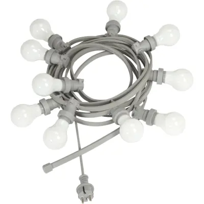 Bright light string 10 m. ljuskällor, grå/opal 7m