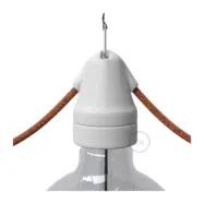 Kit vintage lamphållare E27 i porslin med dubbel ingång vit