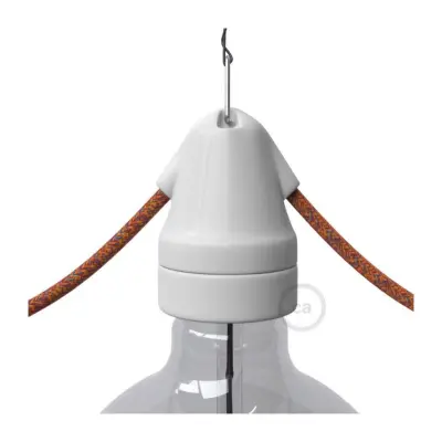 Kit vintage lamphållare E27 i porslin med dubbel ingång vit