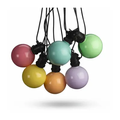 Konstsmide Ljusslinga E27 10 färgade utbytbar LED svart kabel dim. 24V/IP44