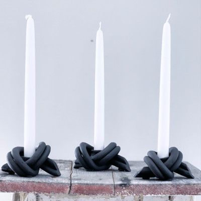 Ljusstake dubbelknut svart