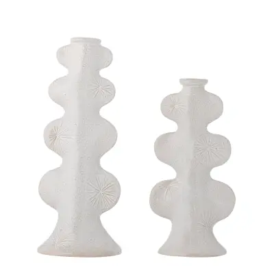 BLOOMINGVILLE Cason ljusstake, vit, stengods (L12,5xH25,5xB8,5/L12xH31xB10,5 cm, set om 2)