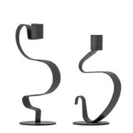 BLOOMINGVILLE Do ljusstake, svart, metall (L10xH17.5xB7.5/L10xH20xB7.5, set om 2)