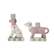 BLOOMINGVILLE Doglie ljusstake, rosa, stengods (L18xH13,5xB6,5/L11,5xH18,5xB6,5 cm, set om 2)