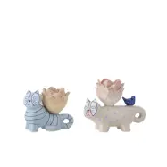 BLOOMINGVILLE Missy ljusstake, blå, stengods (L9,5xH8xB6,5/L12xH10xB6,5 cm, set om 2)