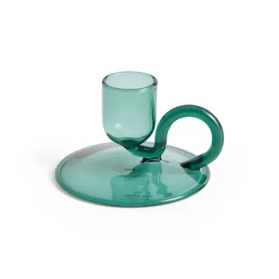 HAY - Tiny ljusstake böjd aqua glas Ø 7 cm