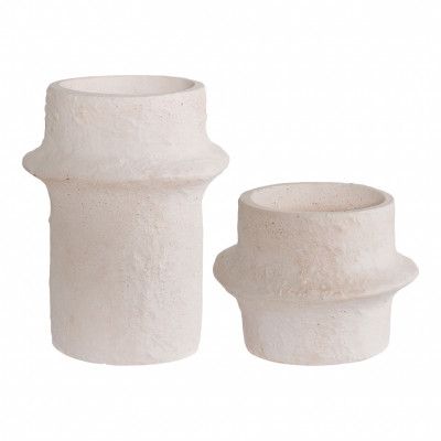 HOUSE NORDIC ljusstake, rund - vit cement (set om 2)