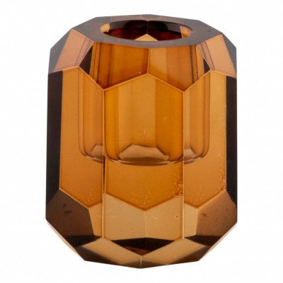 HOUSE NORDIC ljusstake, rund - bärnstensfärgad glas