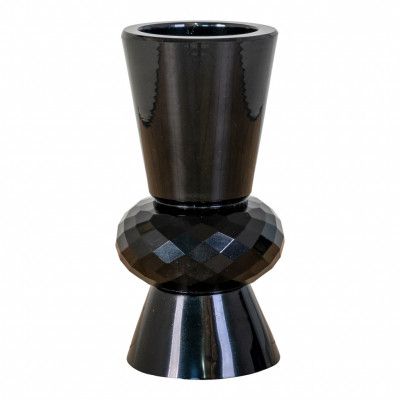 HOUSE NORDIC ljusstake, rund - svart glas