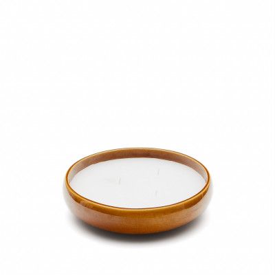 LAFORMA Sapira ljusstake med ljus, rund - ljusorange-senapskeramik