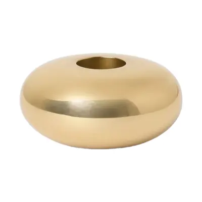 Ljusstake Rund låg Guld