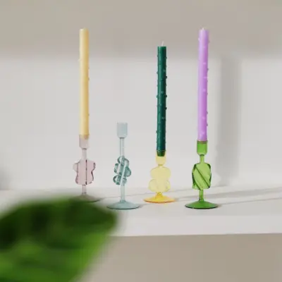 Ljusstake Puddle 8 x 12,5cm Gul