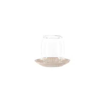 VENTURE DESIGN Archy ljusstake, rund - klart glas och beige stengods (12xH9,5)