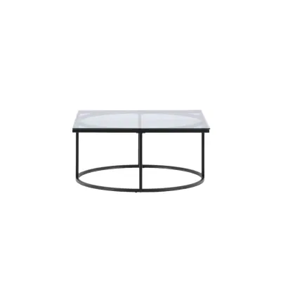 VENTURE DESIGN Skanör soffbord, fyrkantigt - klarglas och svart stål (90x90)