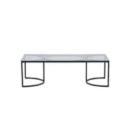 VENTURE DESIGN Skanör soffbord, rektangulärt - klarglas och svart stål (140x70)