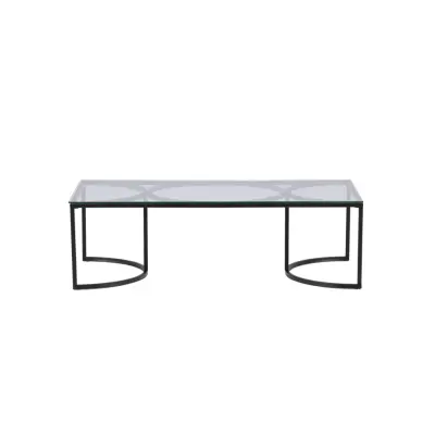 VENTURE DESIGN Skanör soffbord, rektangulärt - klarglas och svart stål (140x70)