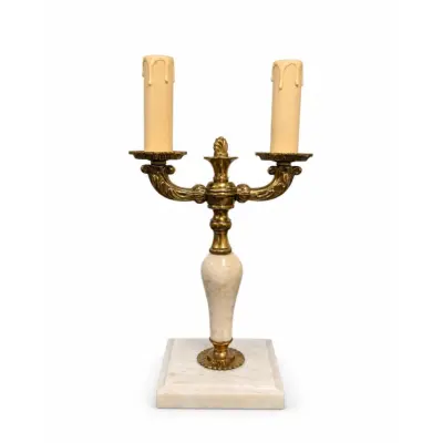 Vintage by Bright 1-2-3 Kandelaber-Lampa Mässing&Vit, Mässing&Marmor 30cm