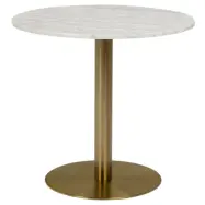 ACT NORDIC Corby Matbord, Runt - Vit Guangxi Marmor och M&auml;ssingsmetall