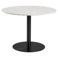 ACT NORDIC Corby Matbord, Runt - Vit Guangxi Marmor och Svart Metall (Ø 105 cm)
