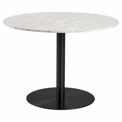 ACT NORDIC Corby Matbord, Runt - Vit Guangxi Marmor och Svart Metall (Ø 105 cm)
