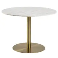 ACT NORDIC Corby Runt Matbord - Vit Marmor och Metall med Mässing (Ø 105 cm)