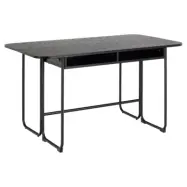 ACT NORDIC Darlington matbord, w. 1 extra ark - svart ask grov melamin matt svart stål (40/80x140)