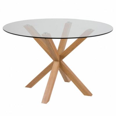 ACT NORDIC Heaven Matbord, Runt - Klarglas och Ekfolie Metall (Ø 119 cm)