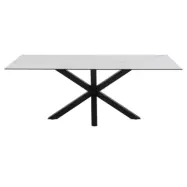 ACT NORDIC Heaven Matbord - Vitt Glas / Keramik och Svart Metall (200 x 100 cm)